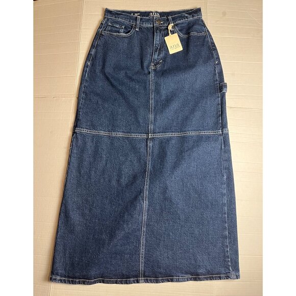 NWT-A.n.a Womens High-Rise Denim maxi Skirt Size 6 classic - Picture 2 of 11